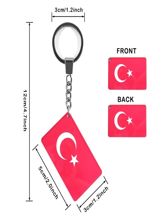 QQSD Turkey Flag Keychain Turkish Key Ring, 2 Pack - Image 2
